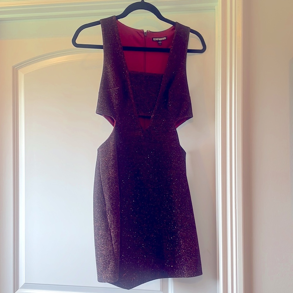 Express red shimmer dress